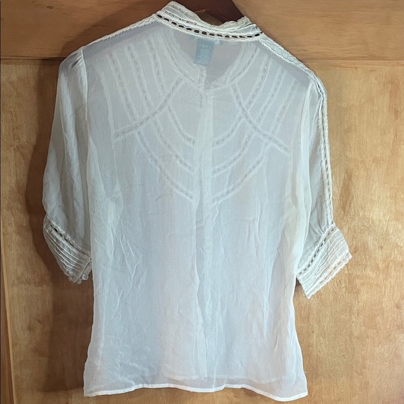 BCBGMaxAzria Women's Cream Lace Blouse - Picture 6 of 6